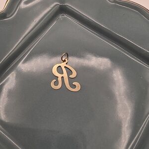14k  Solid Gold R Initial Pendant Charm